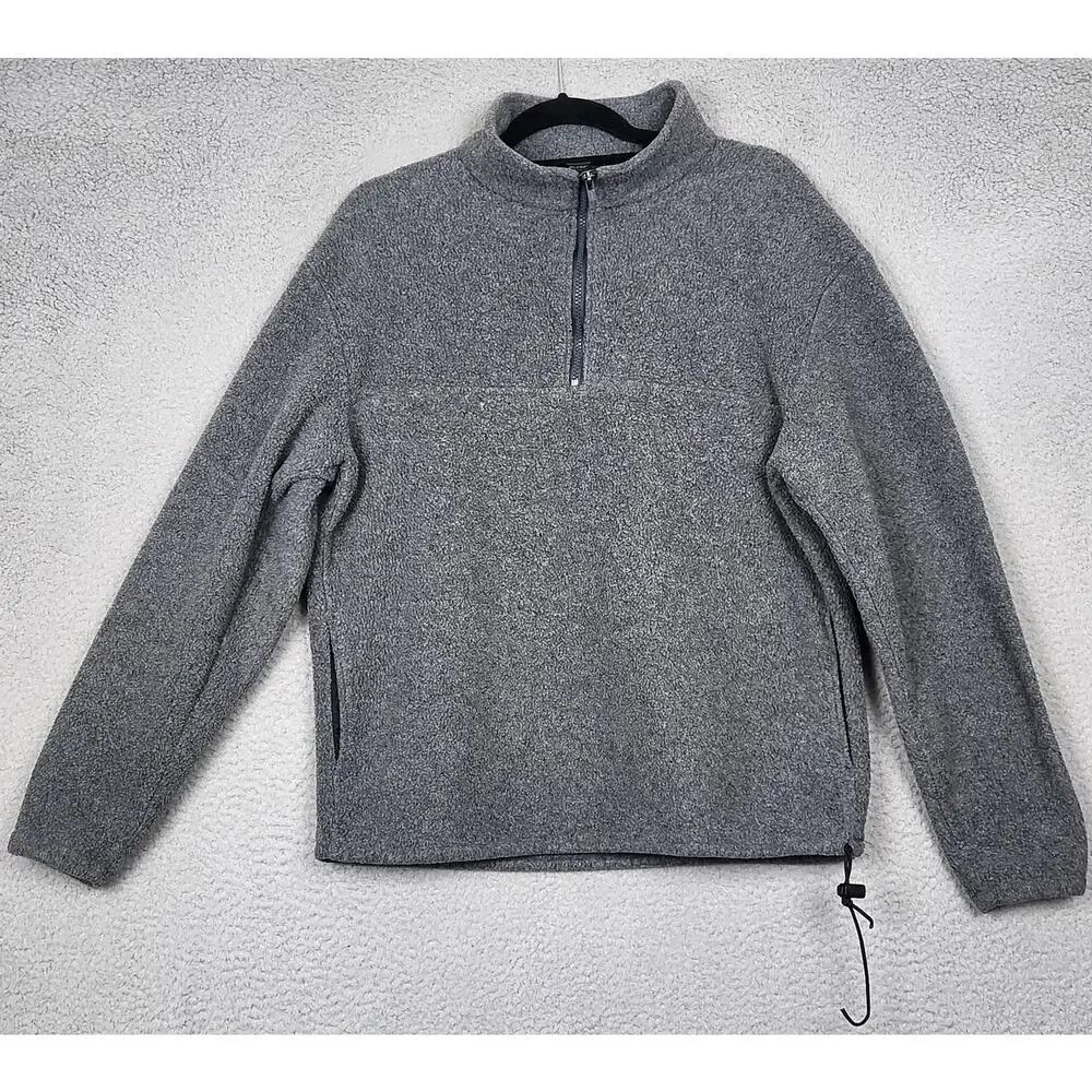 VINTAGE J CREW Sweater Mens Medium Gray 90s Oarsman MADE IN USA Half Zip Comfy